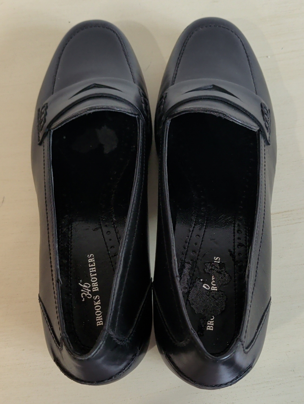 Brooks Brothers Black Leather Penny Loafers With Block Heels Size 6 - Picture 10 of 13